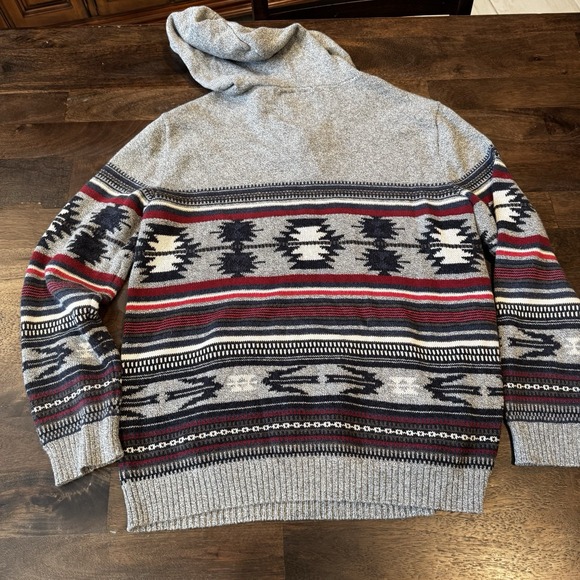 American Eagle‎ Aztec Hooded Pullover Cotton Sweater Kangaroo Pocket Men’s Small - Picture 2 of 11